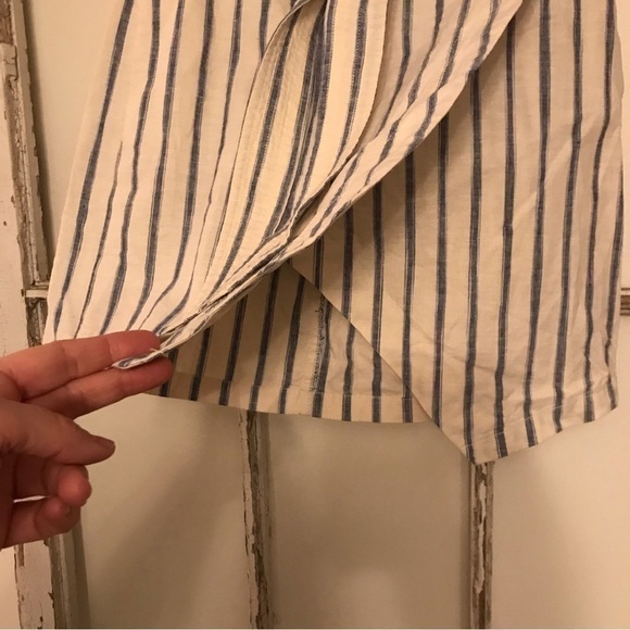 MADEWELL linen blend wrap skirt. Striped. Size 0. - Picture 3 of 6